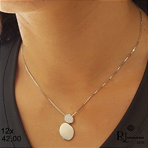 Gargantilha 2 Círculos Prata 925 Zircônias