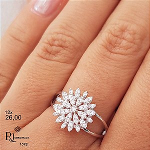 Anel Chuveiro Rainha Prata 925 Zircônias
