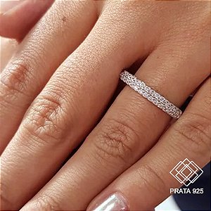 Anel Aparador Prata 925 Zircônias