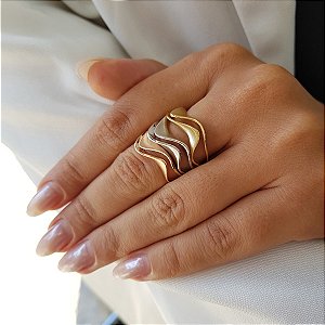 Anel 3 Cores Ouro 18k