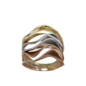 Anel 3 Cores Ouro 18k