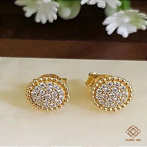 Brinco Chuveiro Ouro 18k Zircônias