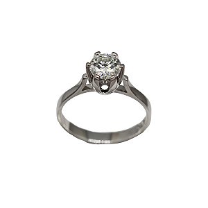 Anel Solitário Ouro Branco 18k Moissanite