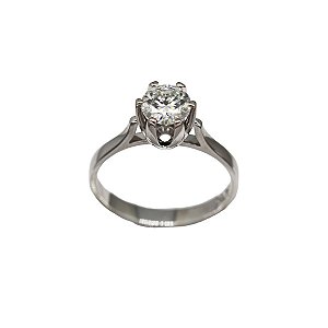 Anel Solitário Ouro Branco 18k Diamante Natural 1 Quilate
