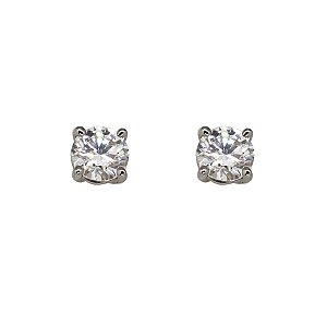Brinco Ponto de Luz Ouro Branco 18k e Moissanite 6mm