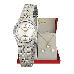 Kit Relógio Champion Feminino Prata Ch25276c