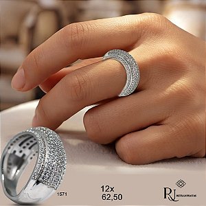 Anel Tríade Prata 925 Zircônias