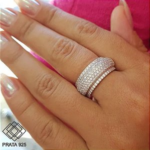Anel Tríade Prata 925 Zircônias