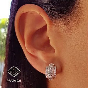 Brinco Argola Prata 925 Zircônias