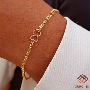 Pulseira Coração e Joaninha Ouro 18k