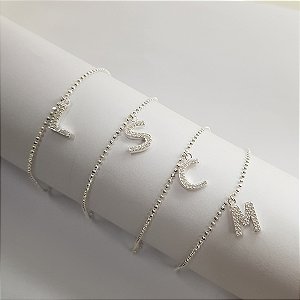 Pulseira Letra Prata 925 Zircônia