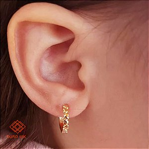 Brinco Argola Corações Ouro 18k