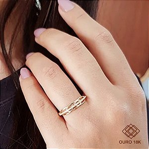 Anel Aparador Ouro 18k Zircônias