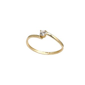 Anel Solitário Ouro 18k Zircônia
