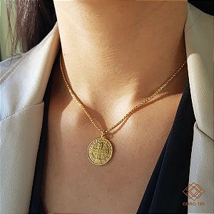 Gargantilha Pingente Sâo Bento Ouro 18k