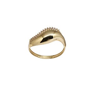 Anel Bold Ouro 18k Zircônia
