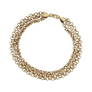 Pulseira Elo Português Triplo Ouro 18k