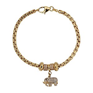 Pulseira Berloque Elefante Ouro 18k