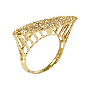 Anel Pavê Ouro 18k Zircônias