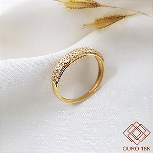 Anel Aparador Ouro 18k Zircônia