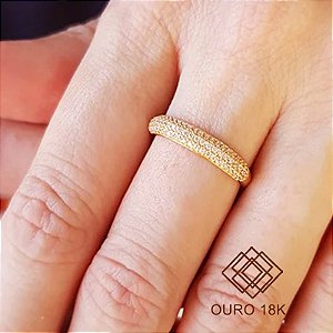Anel Aparador Ouro 18k Zircônia
