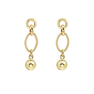 Brinco Elos com Esfera Ouro 18k