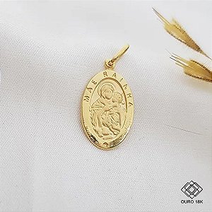Pingente Medalha Mãe Rainha Ouro 18k