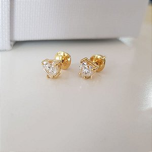 Brinco Coração Ouro 18k Diamante Cultivado 94Pts
