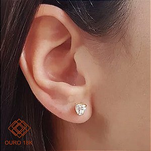 Brinco Coração Ouro 18k Diamante Cultivado 94Pts