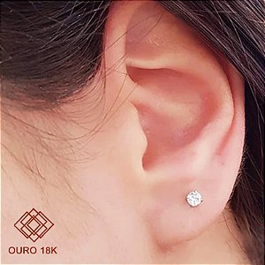 Brinco Ponto de Luz Ouro Branco 18k Diamante 20 Pts Cultivado
