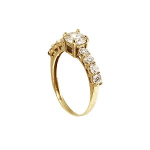 Anel Solitário Ouro 18k e Moissanite