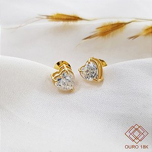 Brinco Coração Ouro 18k Diamante Cultivado 1,8 Quilates