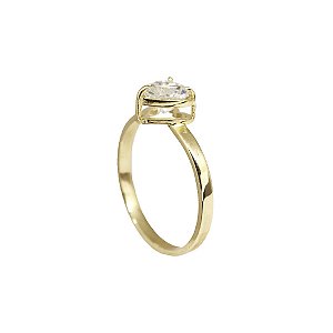 Anel Solitário Coração Ouro 18k e Moissanite