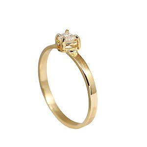 Anel Solitário Coração Ouro 18k e Moissanite