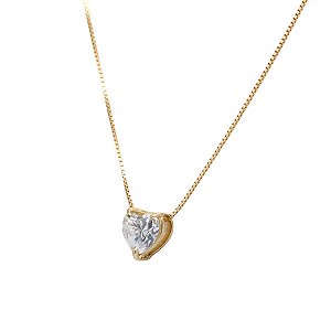 Kit Cordão + Pingente Coração Moissanite Ouro 18k