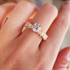 Anel Solitário Ouro 18k - Brilhante Moissanite 3,2 Quilates