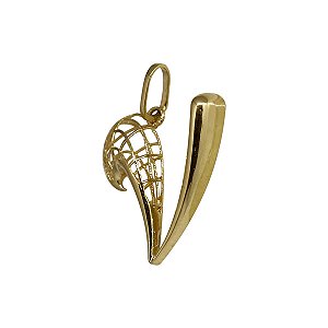 Pingente Letra V Filigrana Ouro 18k
