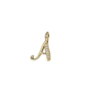 Pingente Letra A Ouro 18k Zircônia