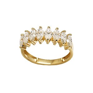 Anel Navetes Ouro 18k Moissanite