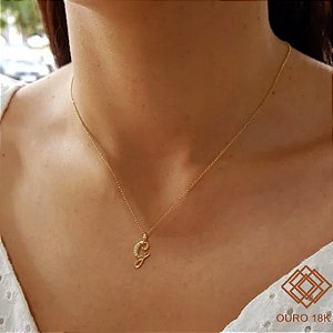 Kit Cordão Elo Português Ouro 18k + Pingente Letra G Ouro 18k