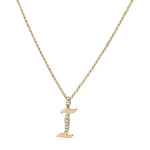 Kit Cordão Elo Português Ouro 18k + Pingente Letra I Ouro 18k