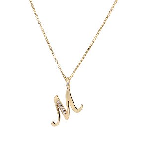 Kit Cordão Elo Português Ouro 18k + Pingente Letra M Ouro 18k