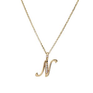 Kit Cordão Elo Português Ouro 18k + Pingente Letra N Ouro 18k