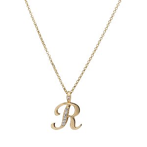 Kit Cordão Elo Português Ouro 18k + Pingente Letra R Ouro 18k