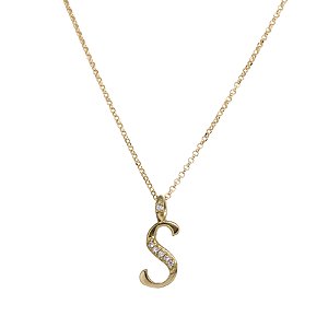 Kit Cordão Elo Português Ouro 18k + Pingente Letra S Ouro 18k