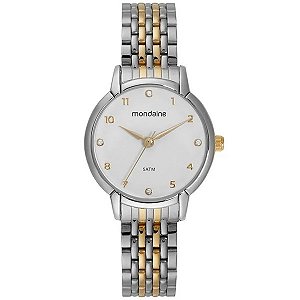 Relógio Mondaine Feminino Clássico Prata e Dourado 32705lpmvbe3