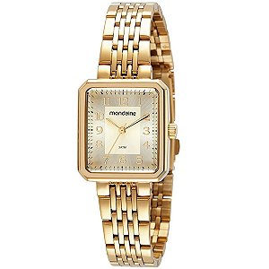 Relógio Mondaine Feminino Quadrado Dourado 32358lpmvde1