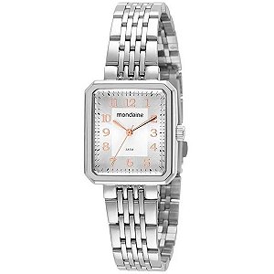 Relógio Mondaine Feminino Quadrado Casual Prata 32358l0mvne2