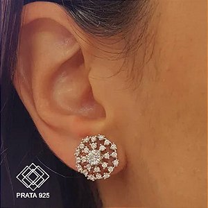 Brinco Chuveiro Prata 925 Zircônias