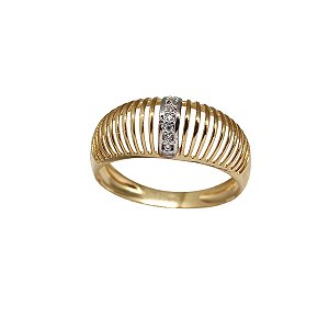 Anel Zircônias Ouro 18k
